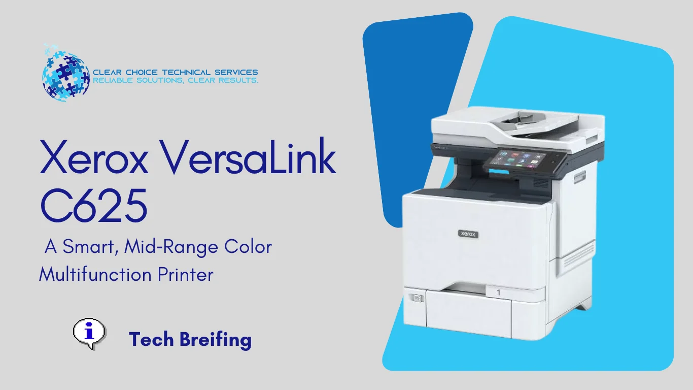 Xerox VersaLink C625 color multifunction printer with a tablet-like touchscreen interface at 1624 Market St, Denver, CO.
